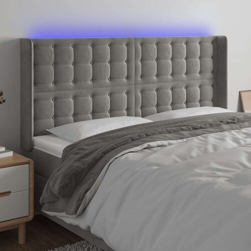  LED posteljno vzglavje svetlo sivo 183x16x118/128 cm žamet, (20794385) Slike