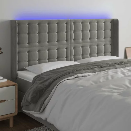  LED posteljno vzglavje svetlo sivo 183x16x118/128 cm žamet, (20794385)