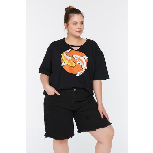Trendyol Curve Black High Waist Jeans Shorts Cene