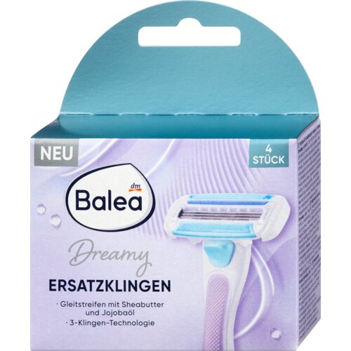 Balea Dreamy umeci za brijač sa tri oštrice, sa lubrikatnom trakicom i ši puterom i jojobinim uljem 4 kom Cene
