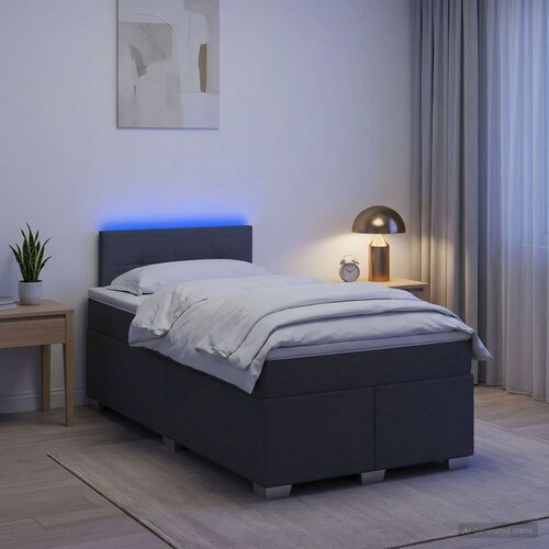  Krevet s box springom, madracem i LED-om Tamnosiva 120 x 190 cm Slike