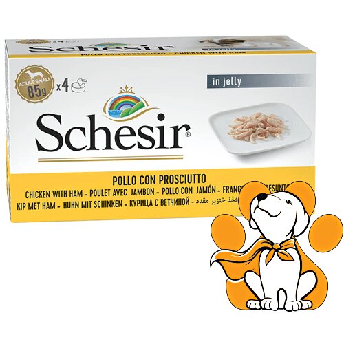 Schesir multipac Dog Chicken With Ham 4x85g, Vlažna Hrana Sa Piletinom i Šunkom Cene