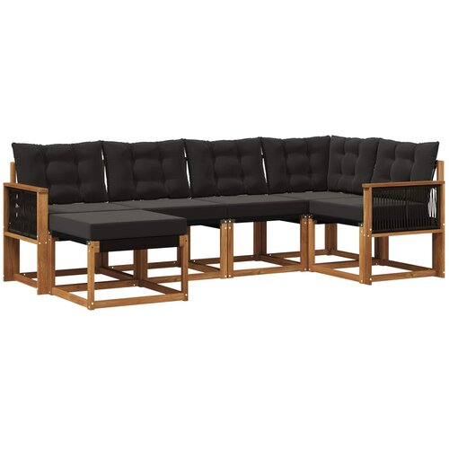vidaXL Zunanja garnitura za sedenje z blazino 6 pcs Naravna in črna, (5000279591) Cene