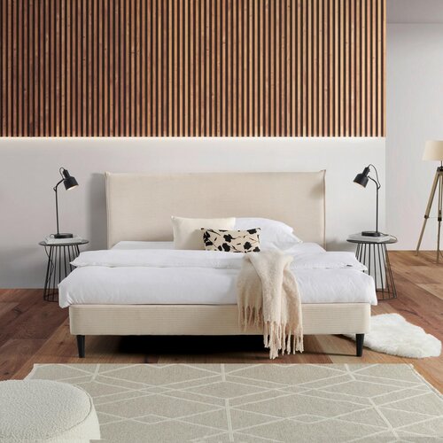 Livetastic OBLAZINJENA POSTELJA 180 cm x 200 cm , les, tekstil bela Cene