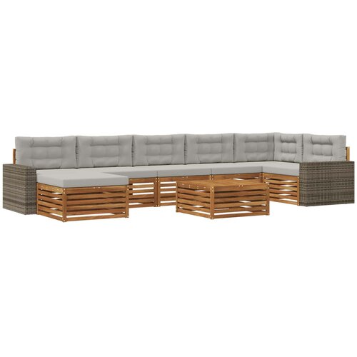  Set vanjskih sofa 8 kom. Prirodna i svjetlosiva Slike