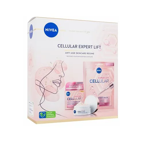 Nivea Cellular Expert Lift darovni set dnevna krema za kožu Cellular Expert Lift 50 ml + tekstilna maska za lice Cellular Expert Lift 1 kom za žene