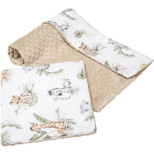 Medi Partners Quilt 75x100 + pillow 35x30 cotton + minky &amp;ndash; Safari + beige Minky Slike