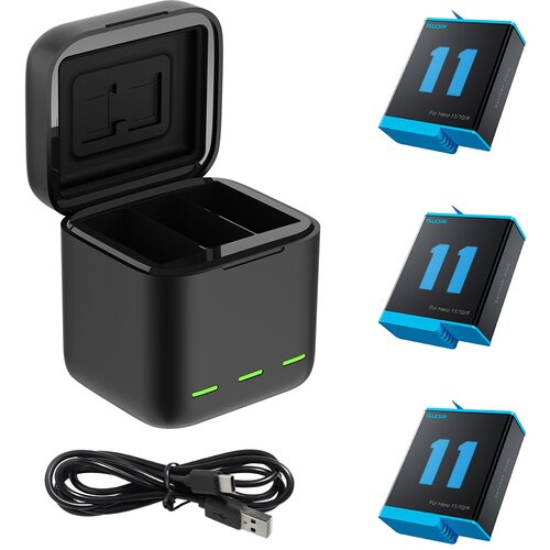 Telesin Polnilec za 3 baterije + 3 dodatne baterije za GoPro Hero 11/10/9, (20523678) Slike