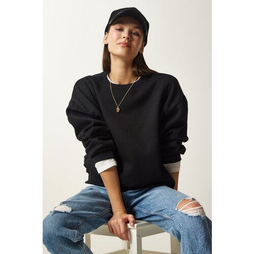 Happiness İstanbul Women's Black Chardon Basic Sweatshirt Slike