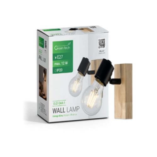 Greentech retro zidna svetiljka e27 drvo-metal ( OLD OAK-1 ) Slike