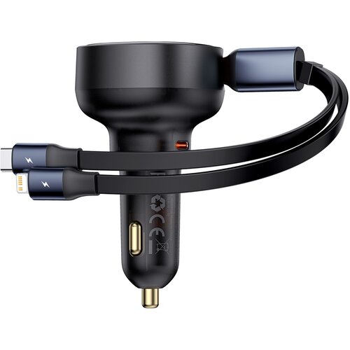 Baseus Avtopolnilec z USB-C in izvlečnim kablom USB-C za iPhone 60W, črn, (21580840) Cene