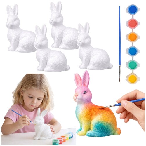  Easter Bunnies Styrofoam For Painting Paints 6pcs Slike