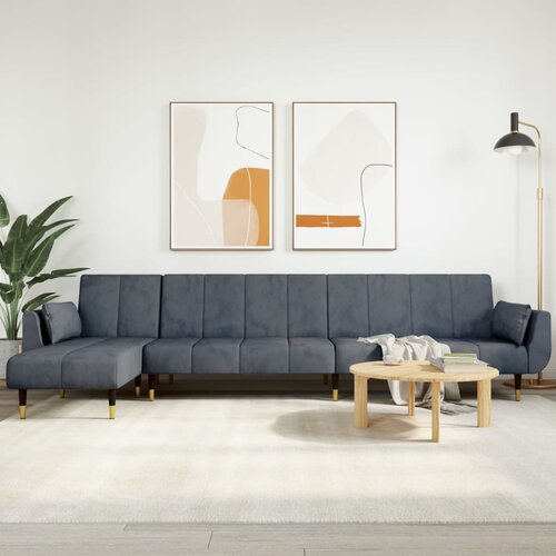 vidaXL Raztegljiv kavč L oblike temno siv 275x140x70 cm žamet Cene