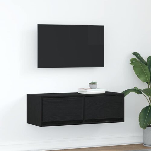 VidaXL TV ormarić crni hrast 80x31x25,5 cm konstruirano drvo Slike
