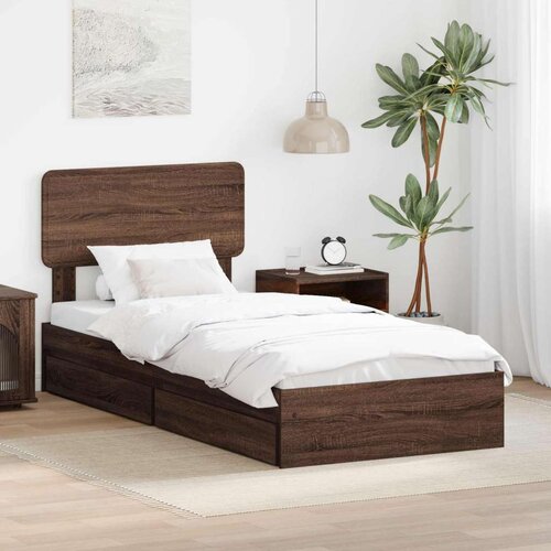  Krevet s od storage Smeđi hrast 75 x 190 cm Konstruirano drvo Cene