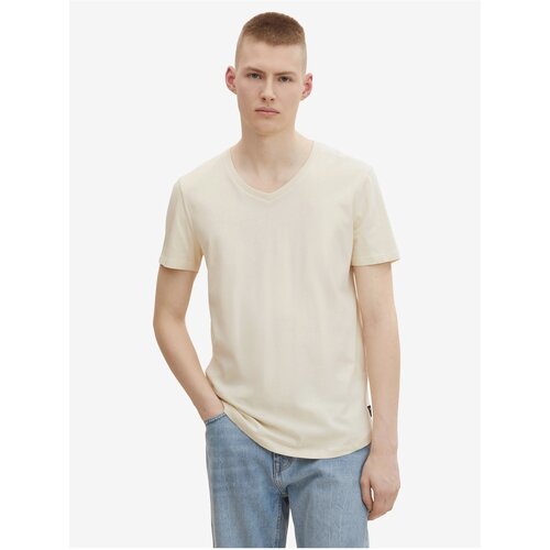 Tom Tailor Cream Men&amp;#039;s Basic T-Shirt Denim - Men Slike
