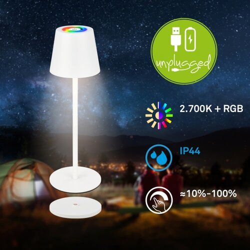 BRILONER 7517016 - LED RGB prigu&amp;scaron;iva stona lampa CILANO 3W/5V IP44 2000 mAh bela Slike