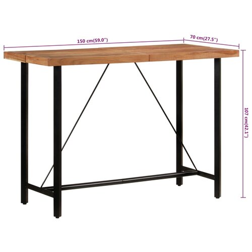  Barski stol 150 x 70 x 107 cm masivno drvo bagrema i željezo Slike