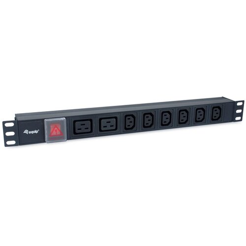 Equip 8-Outlet, 6 x IEC-C13+ 2X IEC-C19 Power Distribution Unit, on /off switch, Aluminum Shell Slike