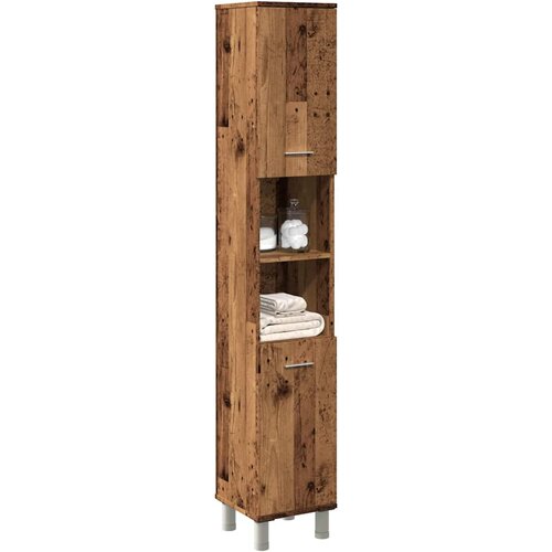 vidaXL Kopalniška omarica Old Wood 30x30x179 cm Inženirski les Cene