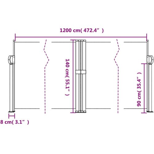  Bočna tenda na uvlačenje terakota 140 x 1200 cm Slike