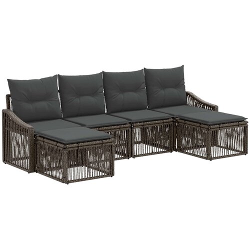 vidaXL Vrtna sedežna garnitura 6 pcs Siva poli ratan, (5000272002) Cene