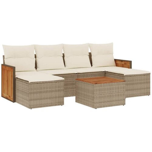  7-dijelni set vrtnih sofa od poliratana s jastucima bež 59 x 62 x 69 cm Slike