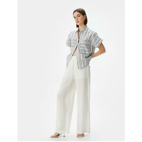 Koton Linen Blend Shirt Short Sleeve Buttoned Pocket