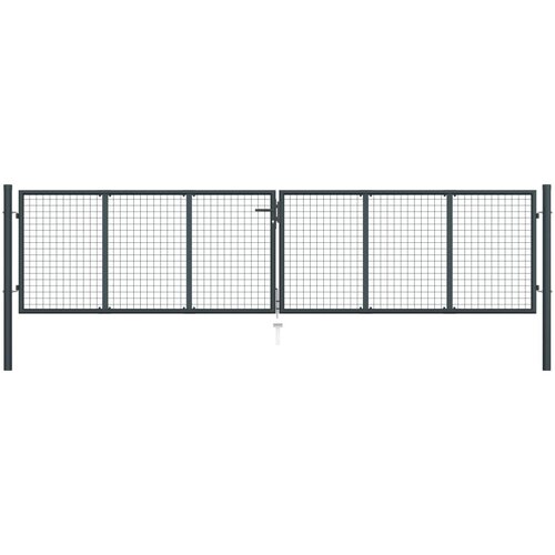 vidaXL Mrežasta vrtna vrata pocinkano jeklo 400x125 cm siva, (20772186) Cene