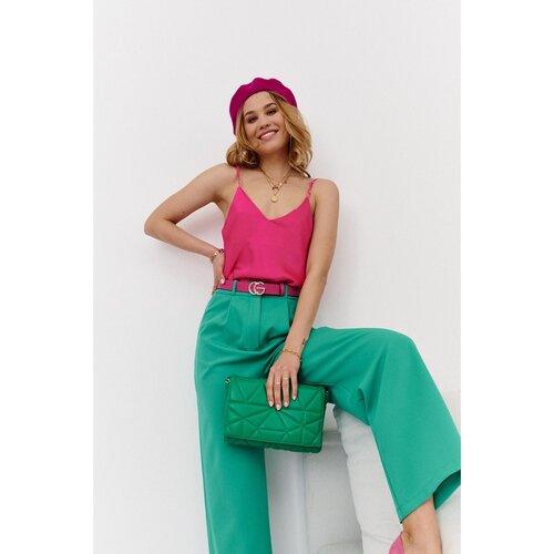 Fasardi Elegant high-waisted green pants Slike