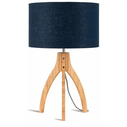 Good&Mojo Stolna lampa s plavim sjenilom i Good & Mojo Annapurna konstrukcijom od bambusa