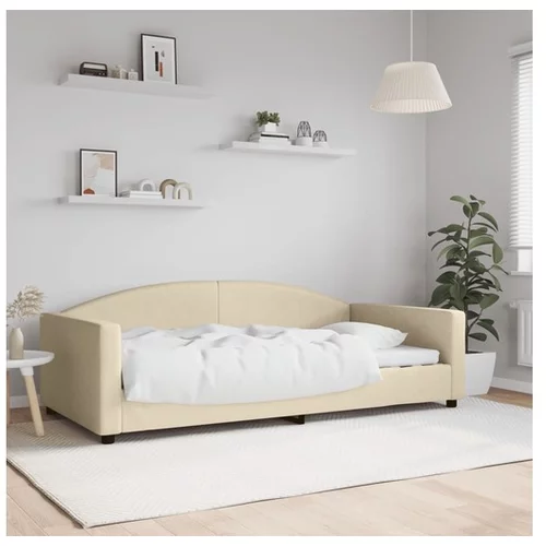 vidaXL Raztegljiva postelja krem 100x200 cm blago