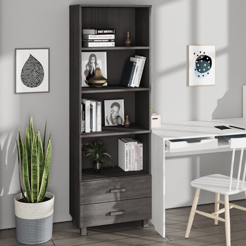 Visoka komoda HAMAR svjetlosiva 60x35x180 cm masivna borovina Cene