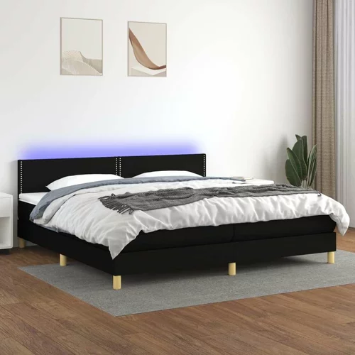  Box spring postelja z vzmetnico LED črna 200x200 cm blago, (20725077)