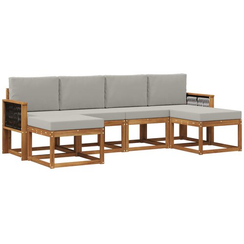 vidaXL Zunanja garnitura za sedenje 6 pcs Naravna in svetlo siva, (5000279600) Cene