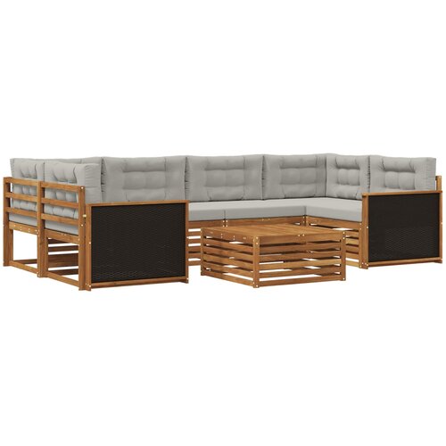  Set vanjskih sofa 7 kom. Prirodna i svjetlosiva Poliester Slike
