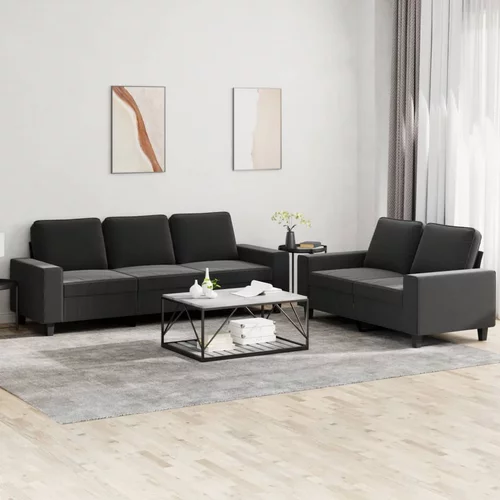  2-dijelni set sofa crni od tkanine