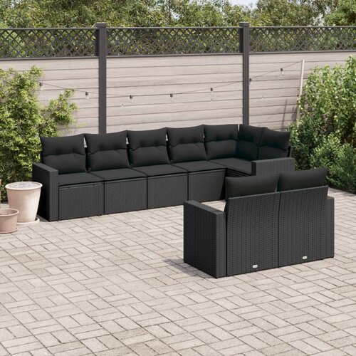  8-dijelni set vrtnih sofa od poliratana s jastucima crni Cijene