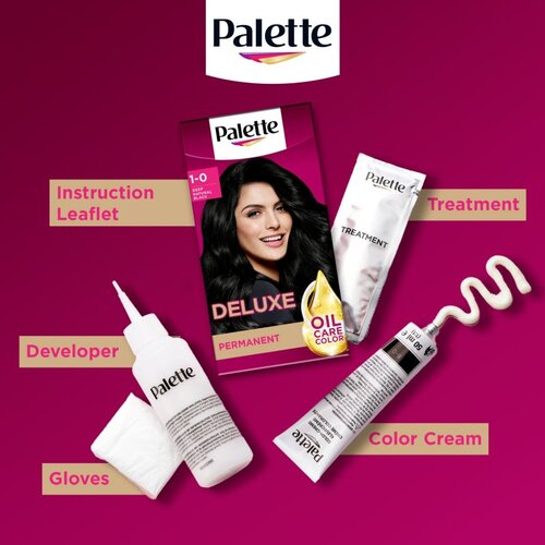 Schwarzkopf Palette Deluxe permanentna barva za lase odtenek 1-0 (900) Deep Natural Black 1 kos Slike