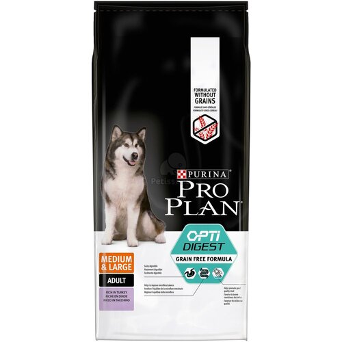 Pro Plan Medium&Large, Sensitive Digestion, OptiDigest, bez žitarica, bogato puretinom, 12 kg Cijene