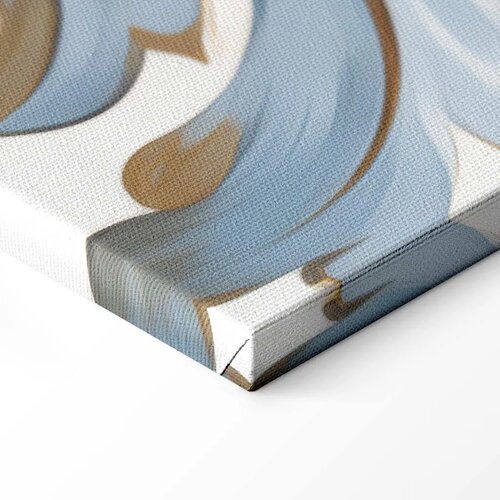  Slika - Baroque Ornaments in Light Cream-Blue Hues 90x60 Na talijanskom platnu Slike