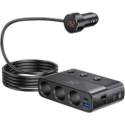 3mk Avtomobilski polnilnik 7 v 1 s 3 vti?nicami za vžigalnik 10A PD 120W, ?rna, (5000137426) Cene