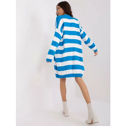 Fashion Hunters Blue and white loose striped cardigan
