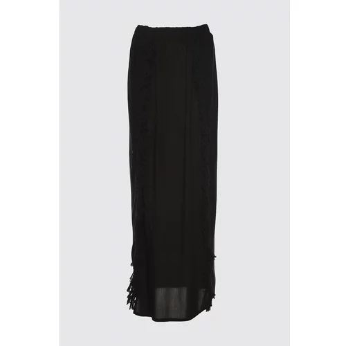 Trendyol Black Slit Rustic Woven Skirt