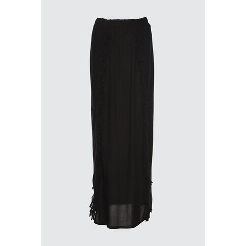 Trendyol Black Slit Rustic Woven Skirt Slike