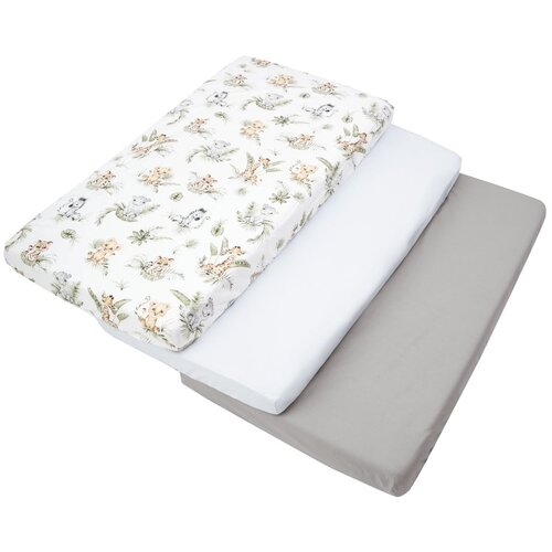 Medi Partners Set of 3 pcs. Fitted Sheet 60x120 cm 100% Cotton Baby Bed Linen Mattress Slike