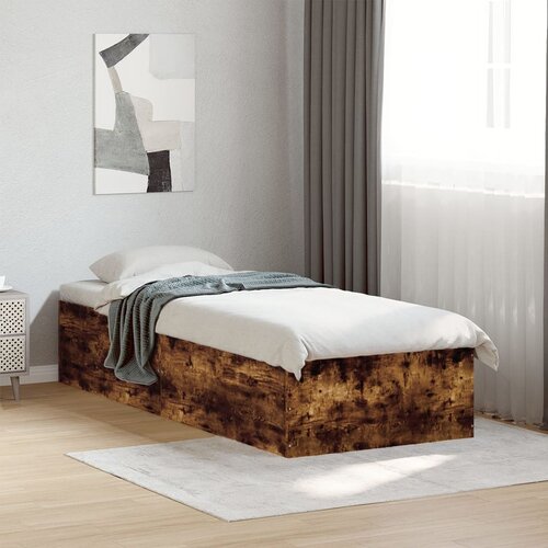  The Living Store Posteljni okvir dimljeni hrast 100x200 cm inženirski les - Posteljni Okvir, (21445611) Slike