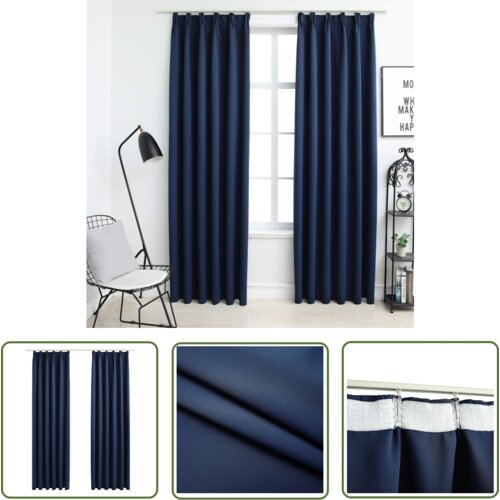  The Living Store Zatemnitvene zavese z obe&amp;scaron;ali 2 kosa modre 140x225 cm - Zavesa, (21744156) Slike
