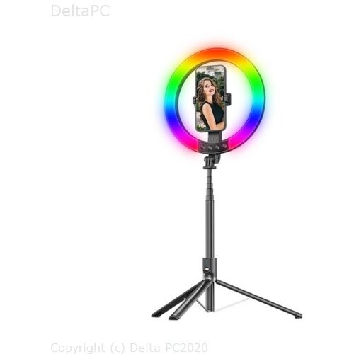  Selfi stalak s ring svjetlom Gigatech RGB 3 bijele 31-190cm crni Cijene