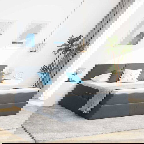 vidaXL Krevet S LED lampica s pohranom Tamno siva 140 x 190 cm Baršun Cijene